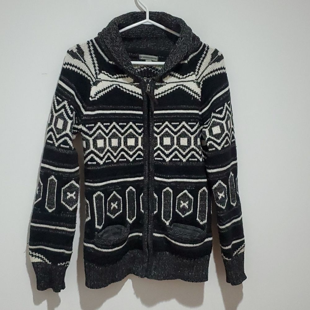 Warehouse One black and white small zip up cardigan